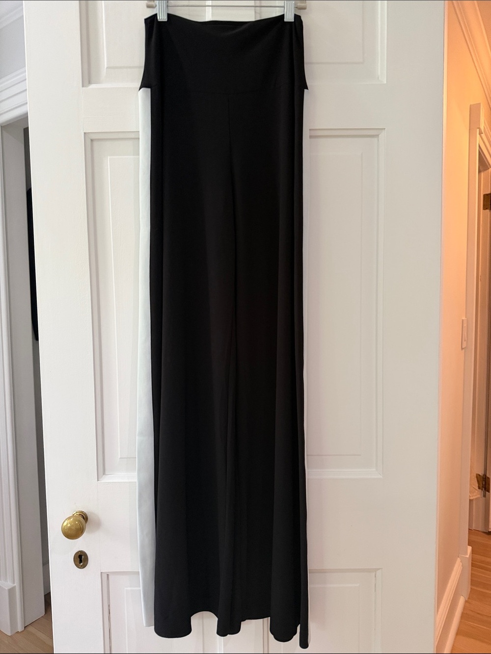 Norma Kamali Black Wide-Leg Fold-Over Waist Pants